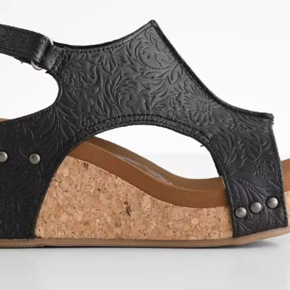 Black Tooled Wedge by Very G - Picture 2 of 2
